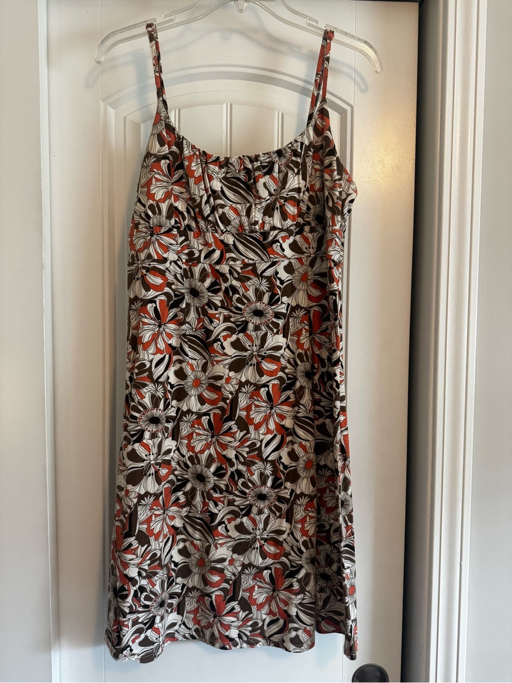 LOFT Floral Slip Dress in Brown, Cream & Orange